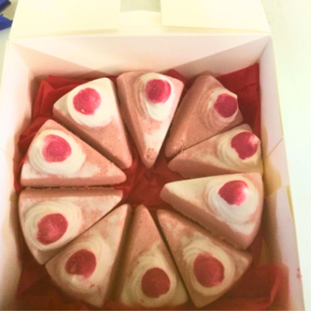Strawberry Cake Slice Bath Bomb made with Whipped Shea Butter-1