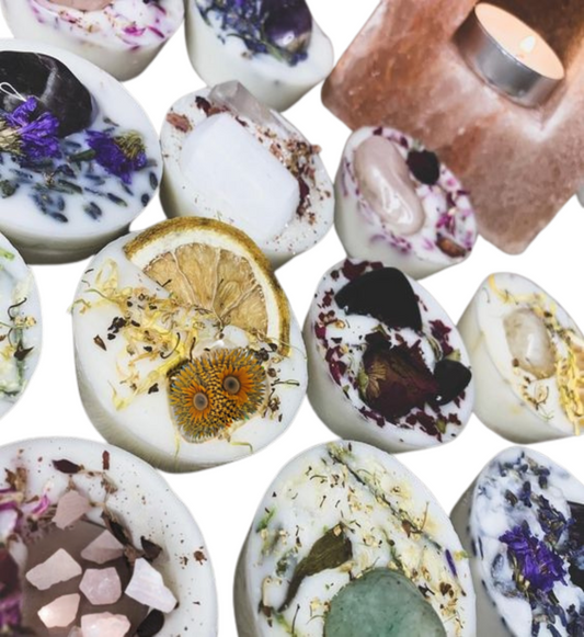 Eco-Soy Artisan Floral Soy Wax Melts in Essential Oils with Dried Botanicals and Crystals-0