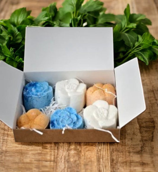 Handmade Essential Oil Bath Bomb Gift, Personalised Gift Set, Lavender, Sweet Orange and Tea Tree and Eucalyptus Floral Shaped Bath Bombs-0