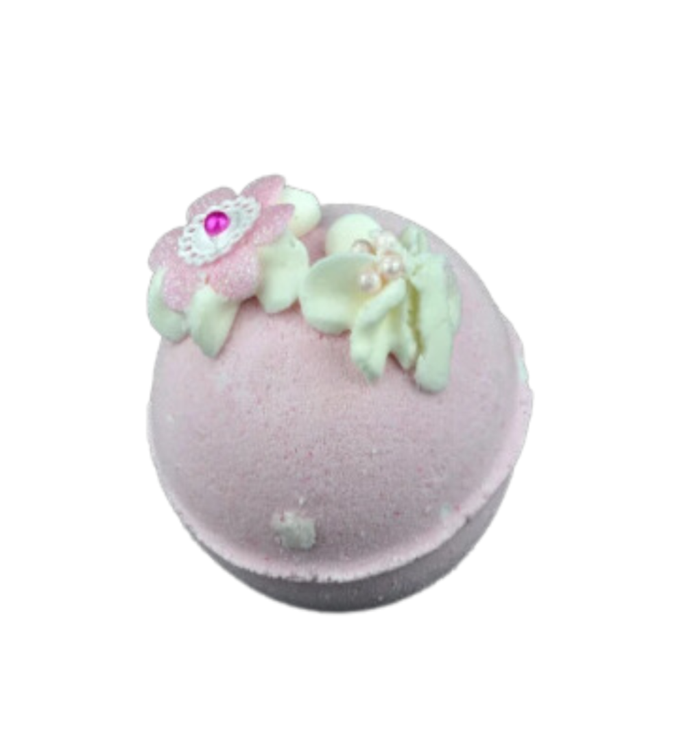 Japanese Cherry Blossom Jumbo Bath Bomb with Shea Butter and Flower Decoration-0