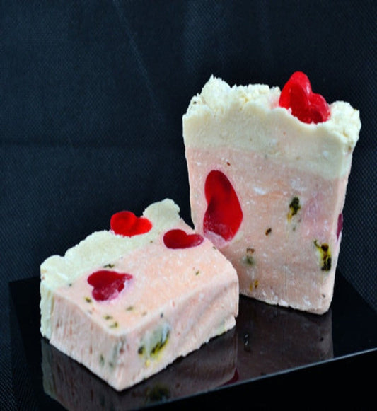 Cleansing and Clarifying Rose and Pink Salt Soap Slice - Vegan - SLS Free - Cold Process Soap-0